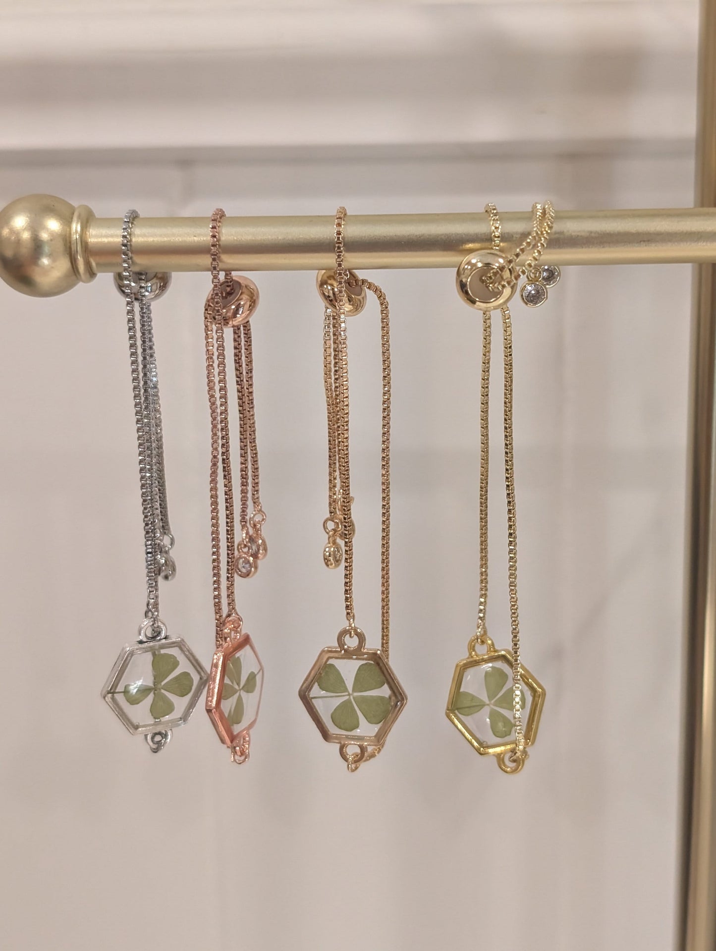 Pressed Clover Bracelet – Real Four Leaf Charm, Irish Good Luck Jewelry Gift