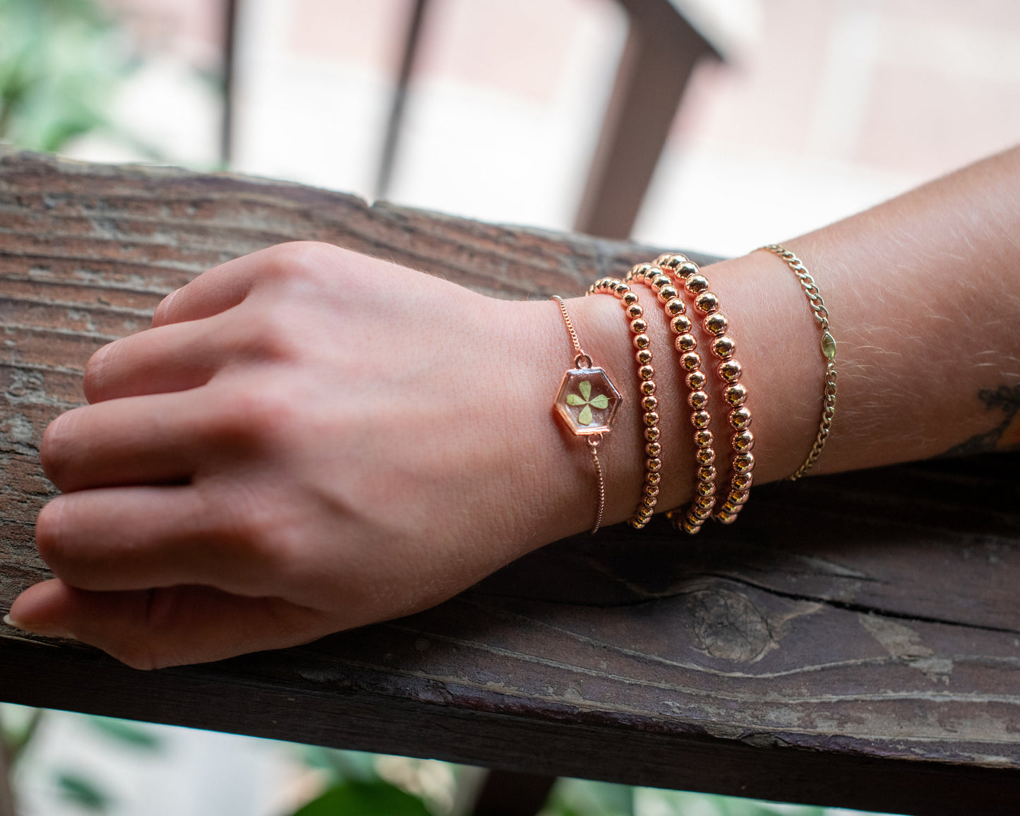 Pressed Clover Bracelet – Real Four Leaf Charm, Irish Good Luck Jewelry Gift