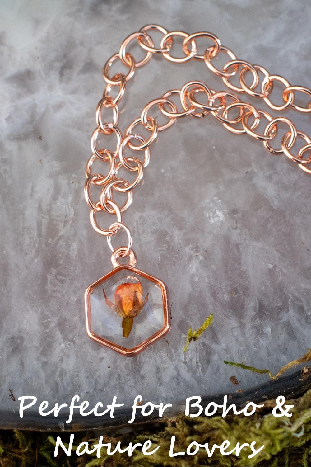 Sorority Senior Gift Rose Gold Bracelet Dried Rose Bracelet for Nature Lover Gift for Her Charm Bracelet Customizable Monogram Birthstone