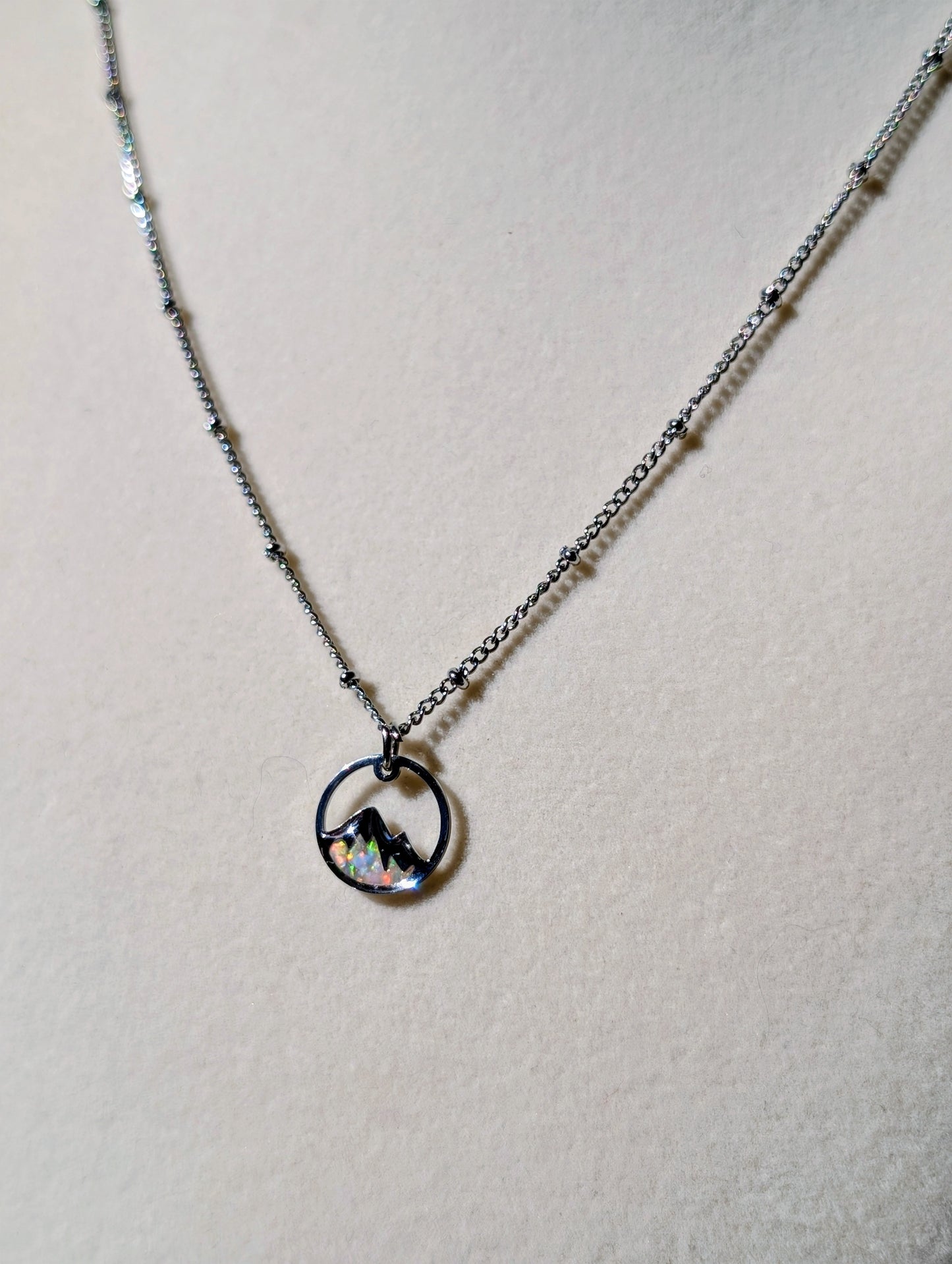 Lab-grown Opal Mountain Pendant Necklace - 18K Gold Plated