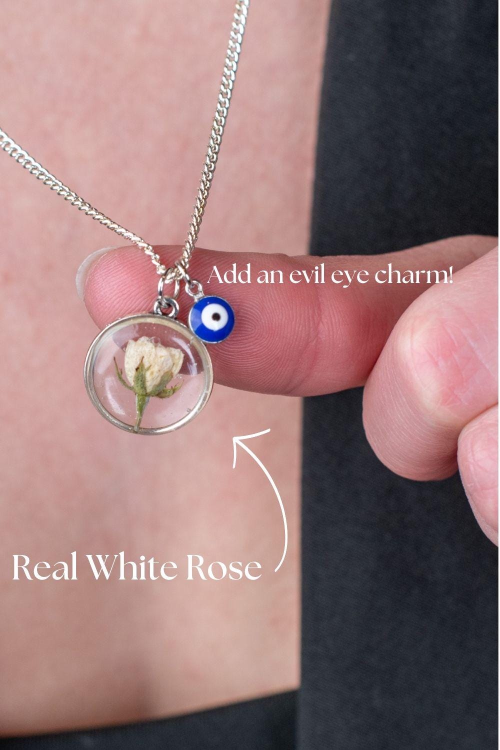 Preserved Rose Pendant – Brass Chain Necklace Jewelry Gift