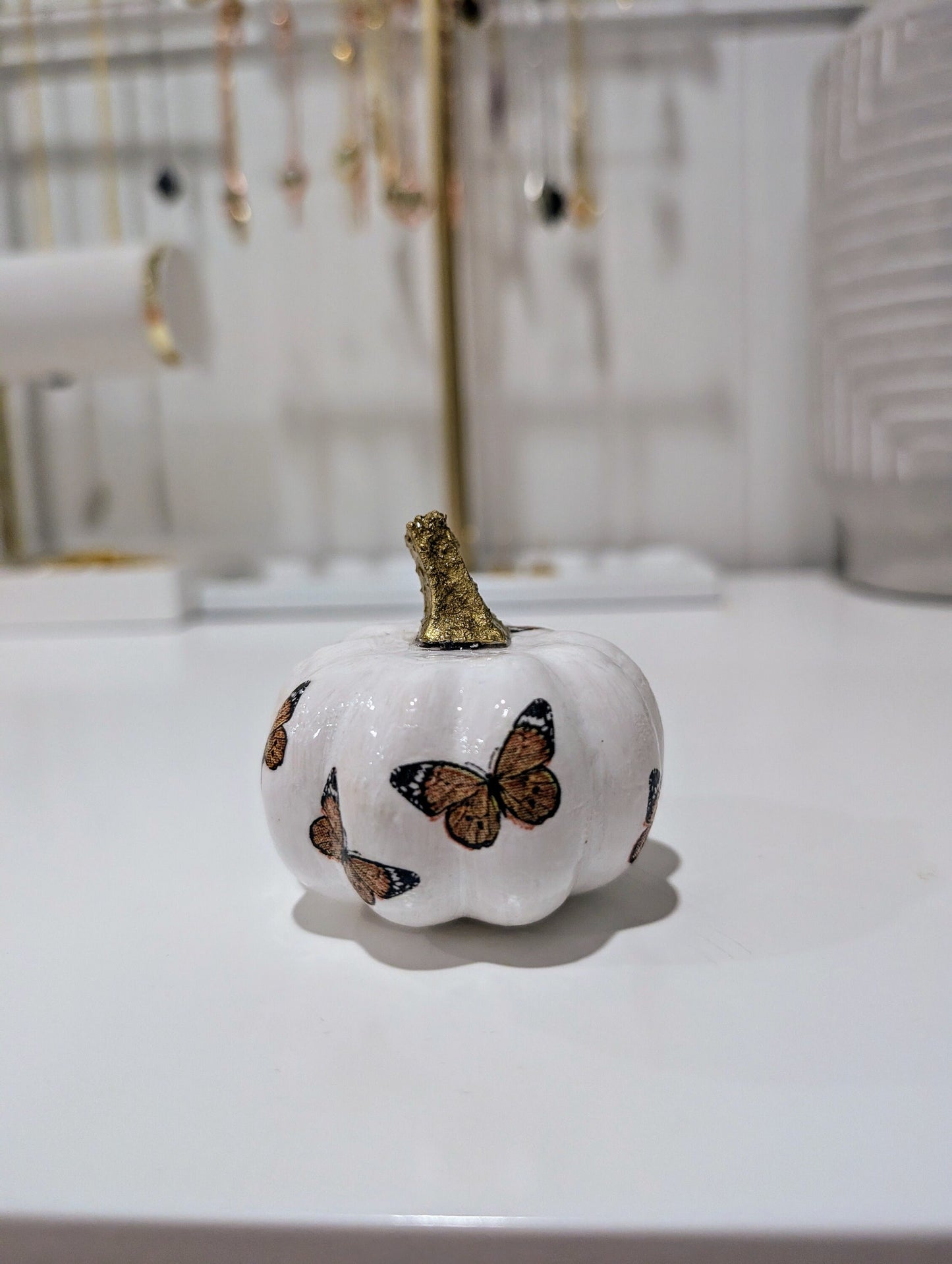 Handmade Mini Pumpkin Fall Decor Thanksgiving Table Autumn Centerpiece Hostess Gift Gold Accent Halloween Ornament Seasonal Artisan Craft