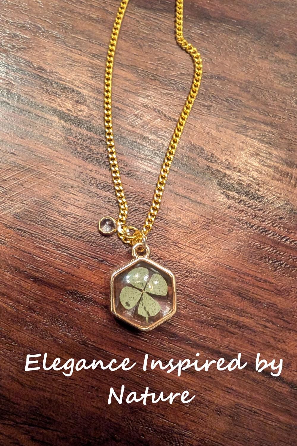 Lucky Charm Jewelry Nature Inspired Pendant Handmade Irish Heritage Gift Valentines Day Gift for Her Gold Necklace Four Leaf Clover Talisman