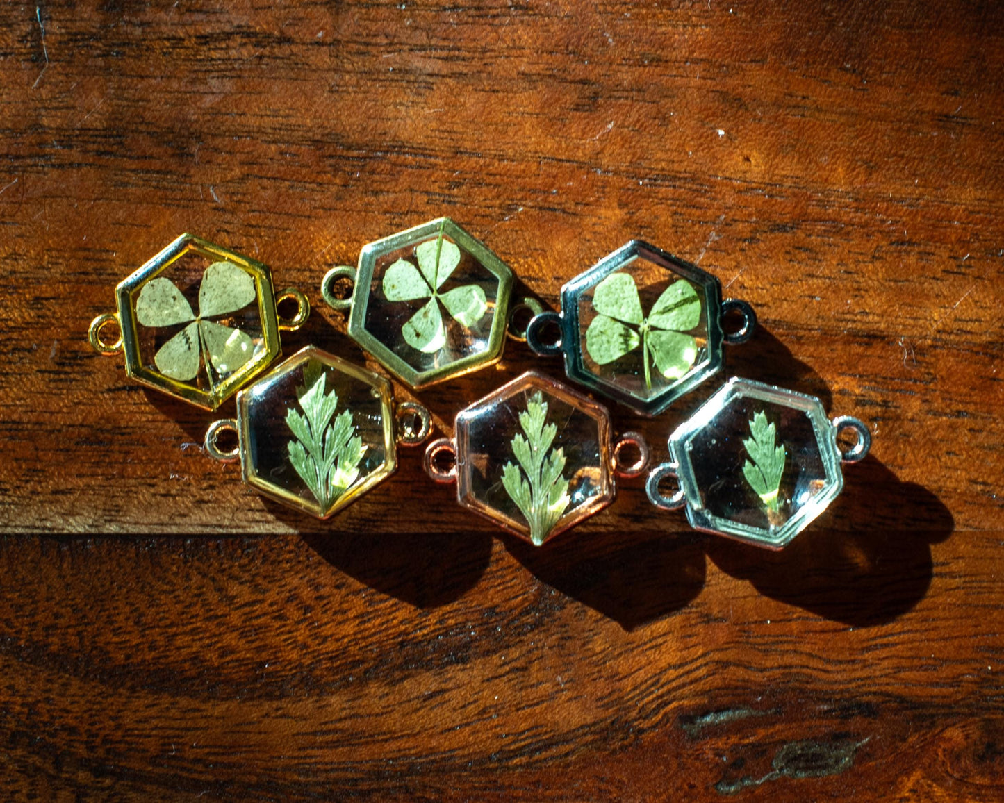 Silver Pendant Bracelet Natural Fern Design Botanical Jewelry Collection Handmade Hexagonal Setting Preserved Plant Element Perfect Gift Idea Special Occasion Accessory Nature Inspired Style Beautiful Birthday Present Organic Collection