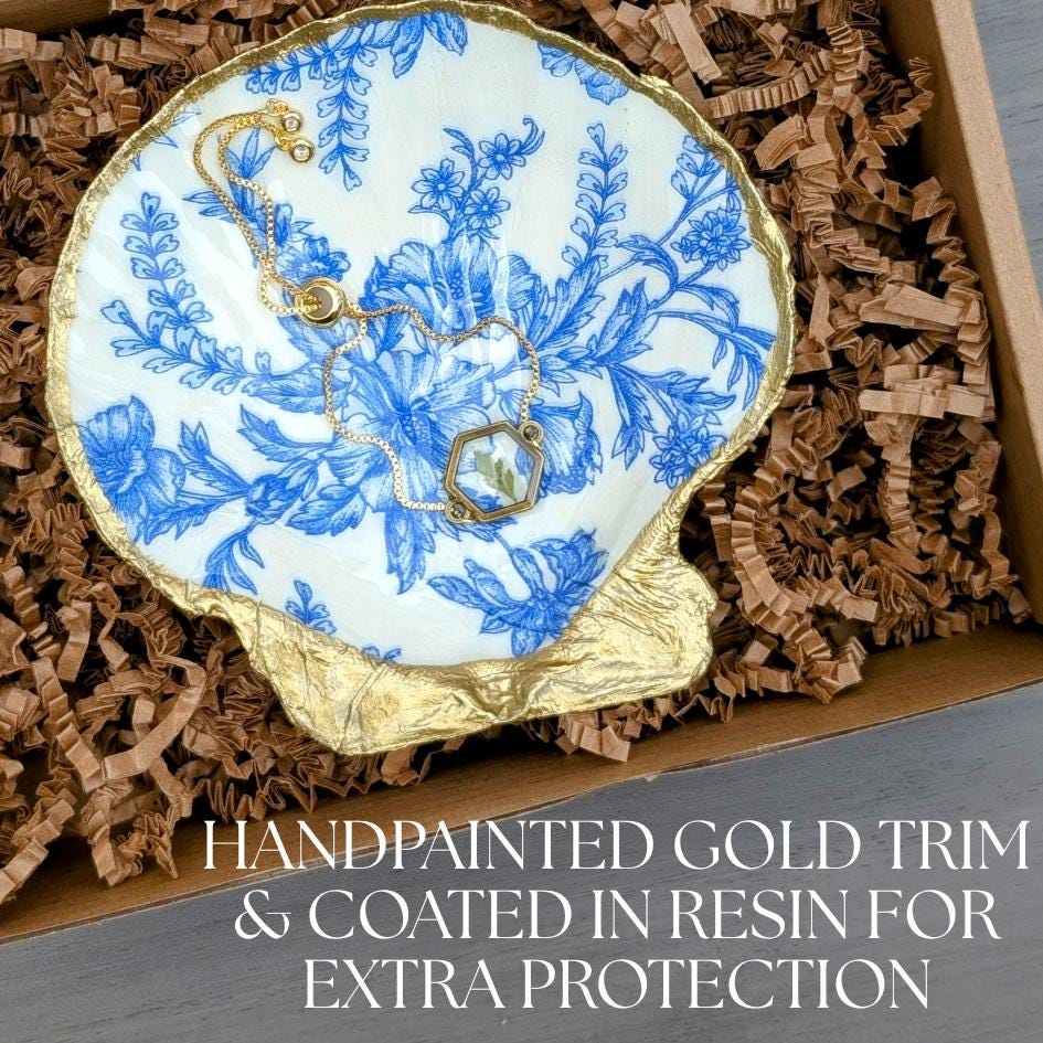 Something Blue before I do Handmade Scallop Shell Dish Coastal Home Accent Trinket Tray Seashell Decorative Gift Unique Decor Beach House