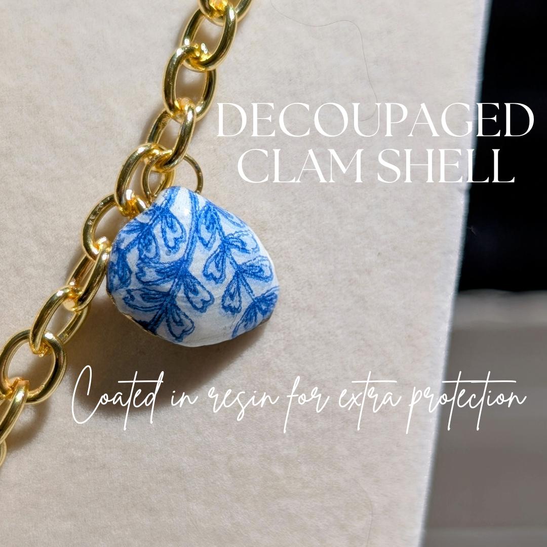 Tropical Shell Necklace Coastal Summer Collection Gold Accent Design Beach Wedding Essential Handcrafted Seashell Details Ocean Style Premium Quality Construction Beautiful Nautical Charm Hand Painted Details Butterfly Accent Summer Fashion