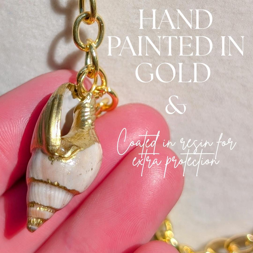Seaside Fashion Necklace Summer Shell Collection Gold Accent Design Beach Wedding Essential Handcrafted Seashell Details Tropical Style Premium Quality Construction Beautiful Nautical Charm Hand Painted Ocean Fashion Statement