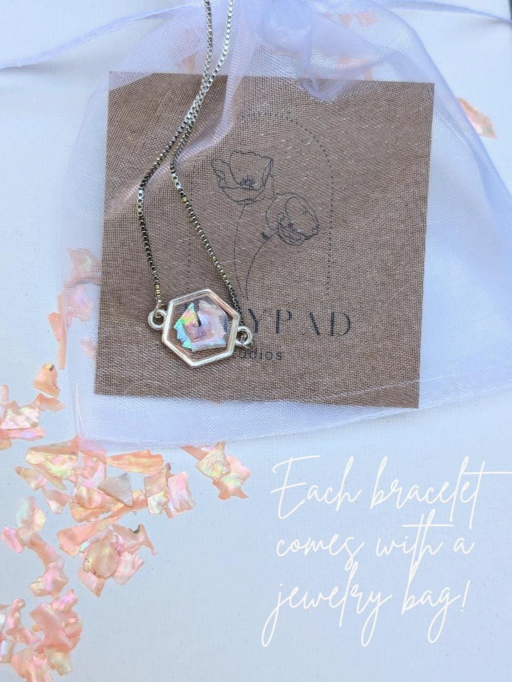 Pink aesthetic charm bracelet in gold silver rose gold and gunmetal