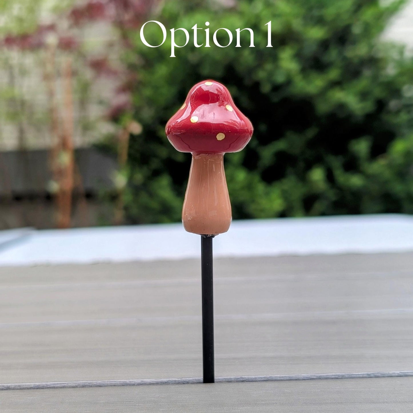 Houseplant Gift Ornament Fairy Mushroom Stake Decor for Birthday Home Present Cottage Style Wooden Accent Garden Ornament Red Cap Farmhouse
