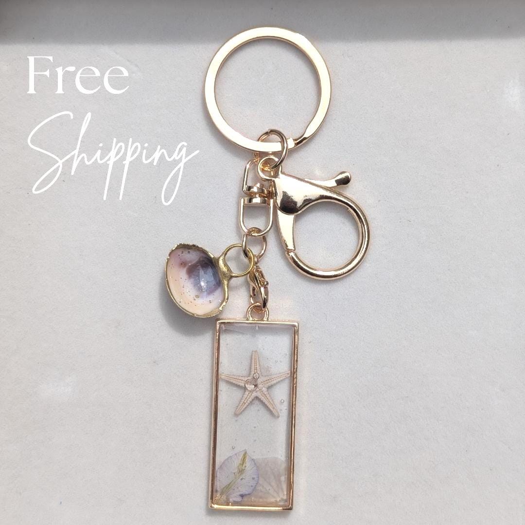 Starfish Charm Pendant Blue Hydrangea Coastal Charm Ocean Pendant Shell Accent Beach Jewelry Mermaid Gift Water Witch Charm Bracelet Seaside
