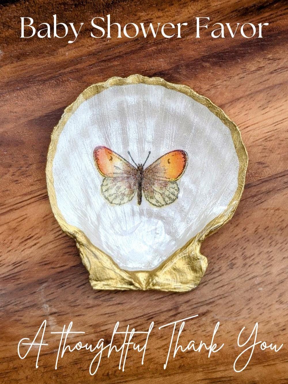 Fairy Boho Girl Baby Shower Thank You Gift Butterfly Trinket Dish Floral Shell Guest Favor Botanical Keepsake Cottagecore Nature Decor Tray