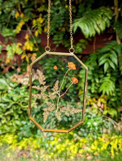 Gold Geometric Dried Flower Wall Hanging