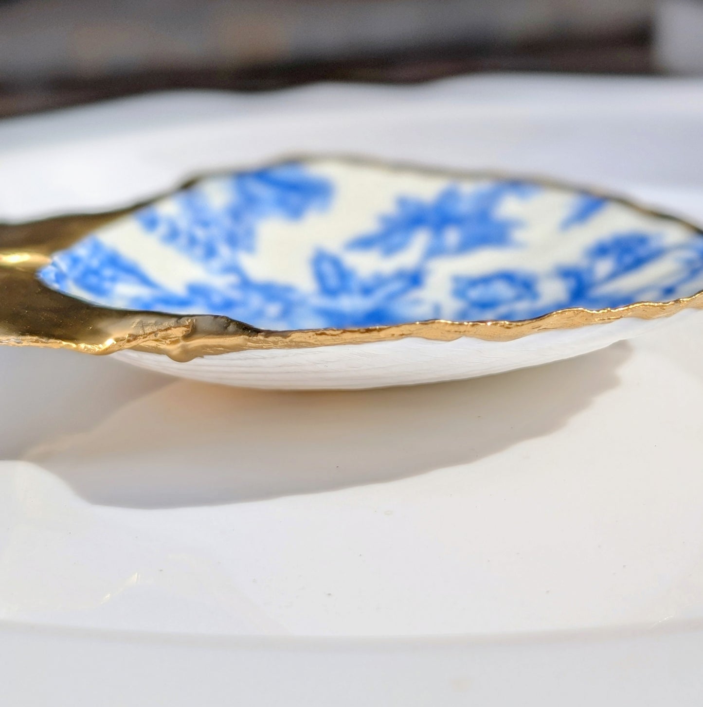 Decoupage Scallop Shell - Blue Floral Chinoiserie