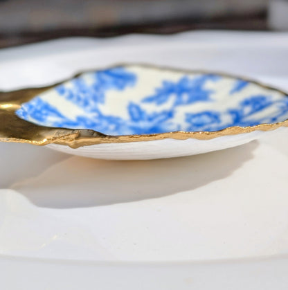 Decoupage Scallop Shell - Blue Floral Chinoiserie