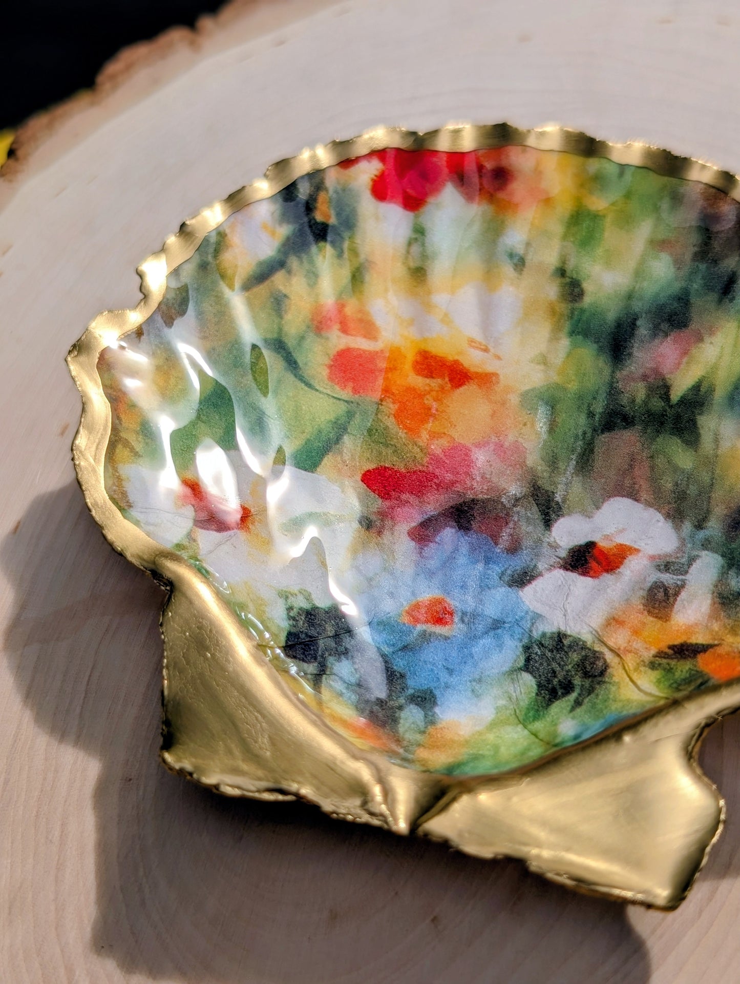 Decoupage Scallop Shell - Monet Floral
