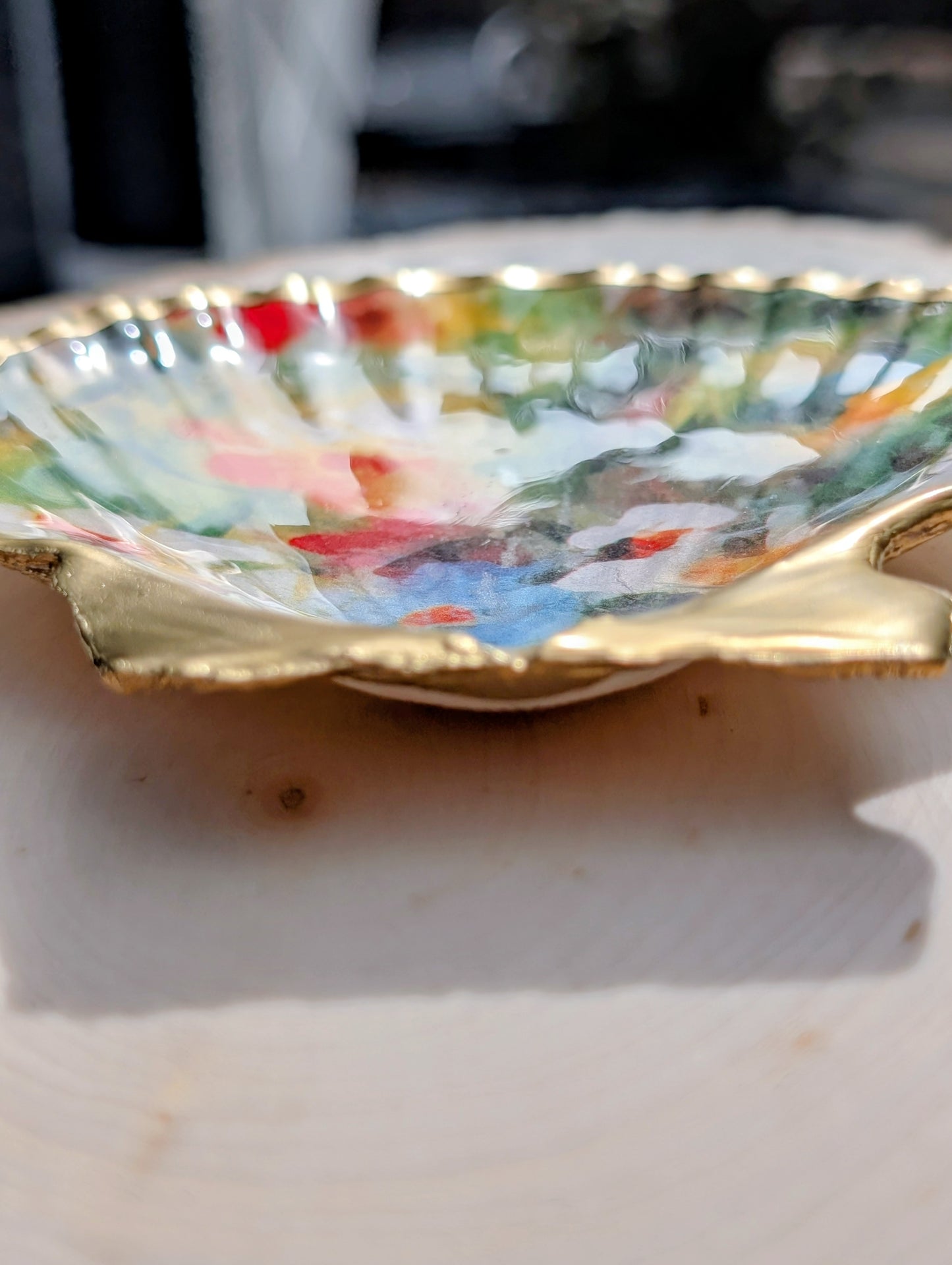 Decoupage Scallop Shell - Monet Floral