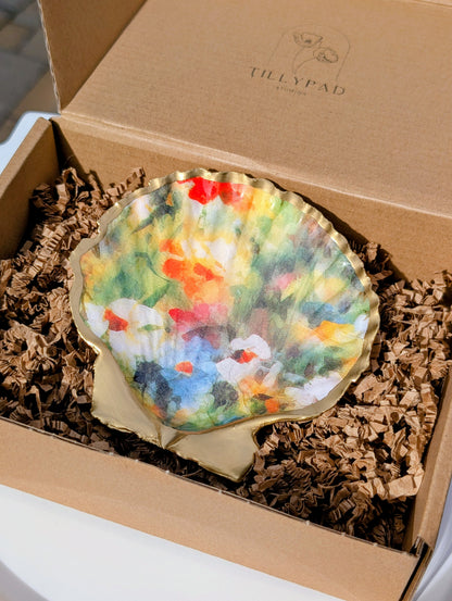 Decoupage Scallop Shell - Monet Floral