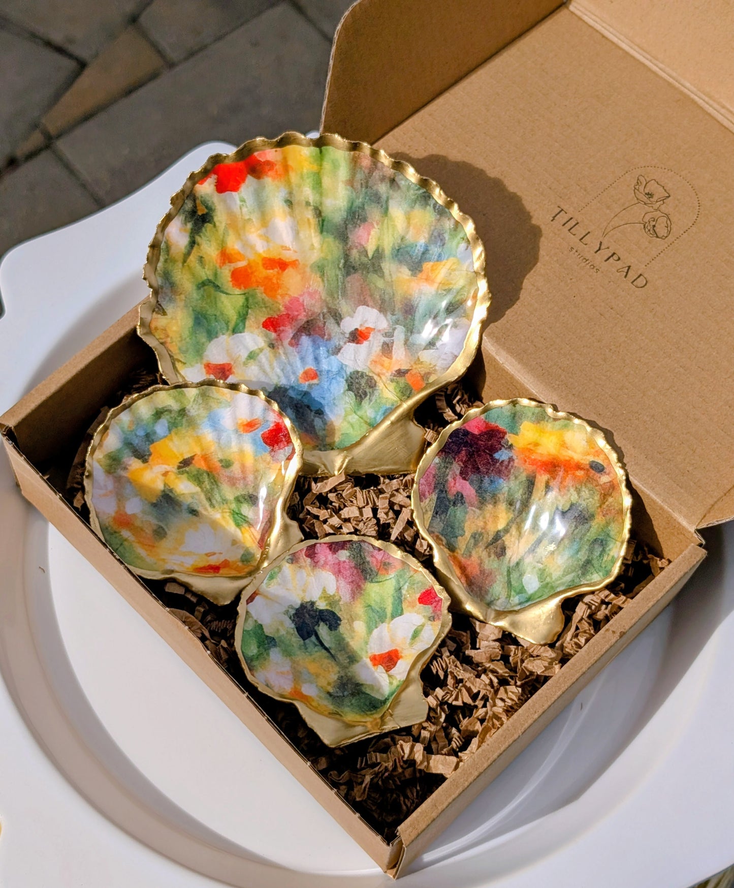 Decoupage Scallop Shell - Monet Floral