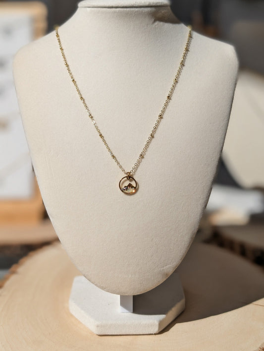 Lab-grown Opal Mountain Pendant Necklace - 18K Gold Plated