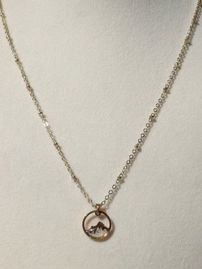 Lab-grown Opal Mountain Pendant Necklace - Sterling Silver Plated