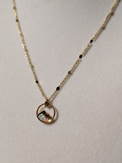 Lab-grown Opal Mountain Pendant Necklace - Sterling Silver Plated