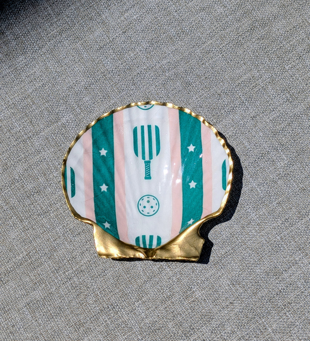 Pickleball Decoupage Scallop Shell
