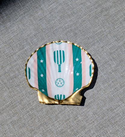 Pickleball Decoupage Scallop Shell