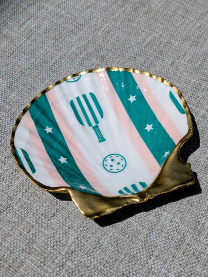 Pickleball Decoupage Scallop Shell