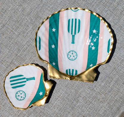 Pickleball Decoupage Scallop Shell