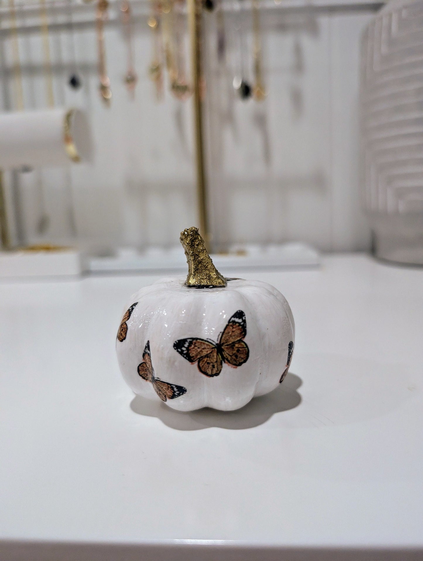 Handmade Mini Pumpkin Fall Decor Thanksgiving Table Autumn Centerpiece Hostess Gift Gold Accent Halloween Ornament Seasonal Artisan Craft