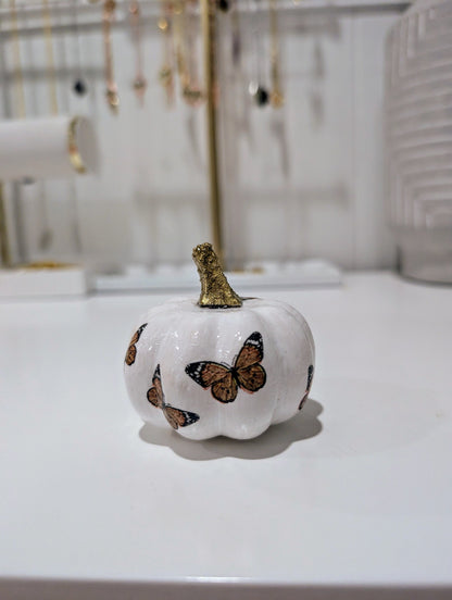 Handmade Mini Pumpkin Fall Decor Thanksgiving Table Autumn Centerpiece Hostess Gift Gold Accent Halloween Ornament Seasonal Artisan Craft