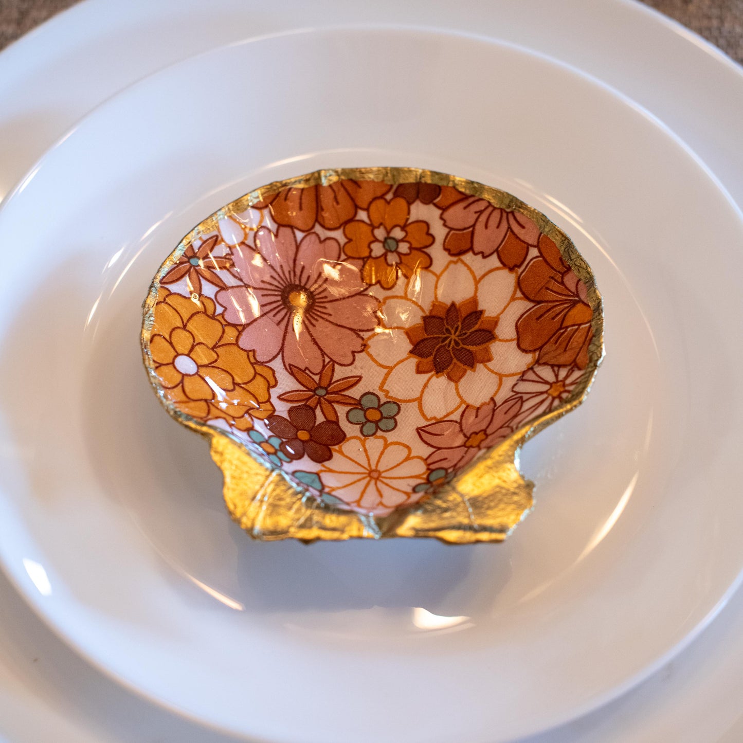 Handmade Decor Unique Home Accent One-of-a-Kind Gift Item Coastal Home Decor French Toile Decor Floral Home Decor Trinket Dish Gift for Her Holiday Gift