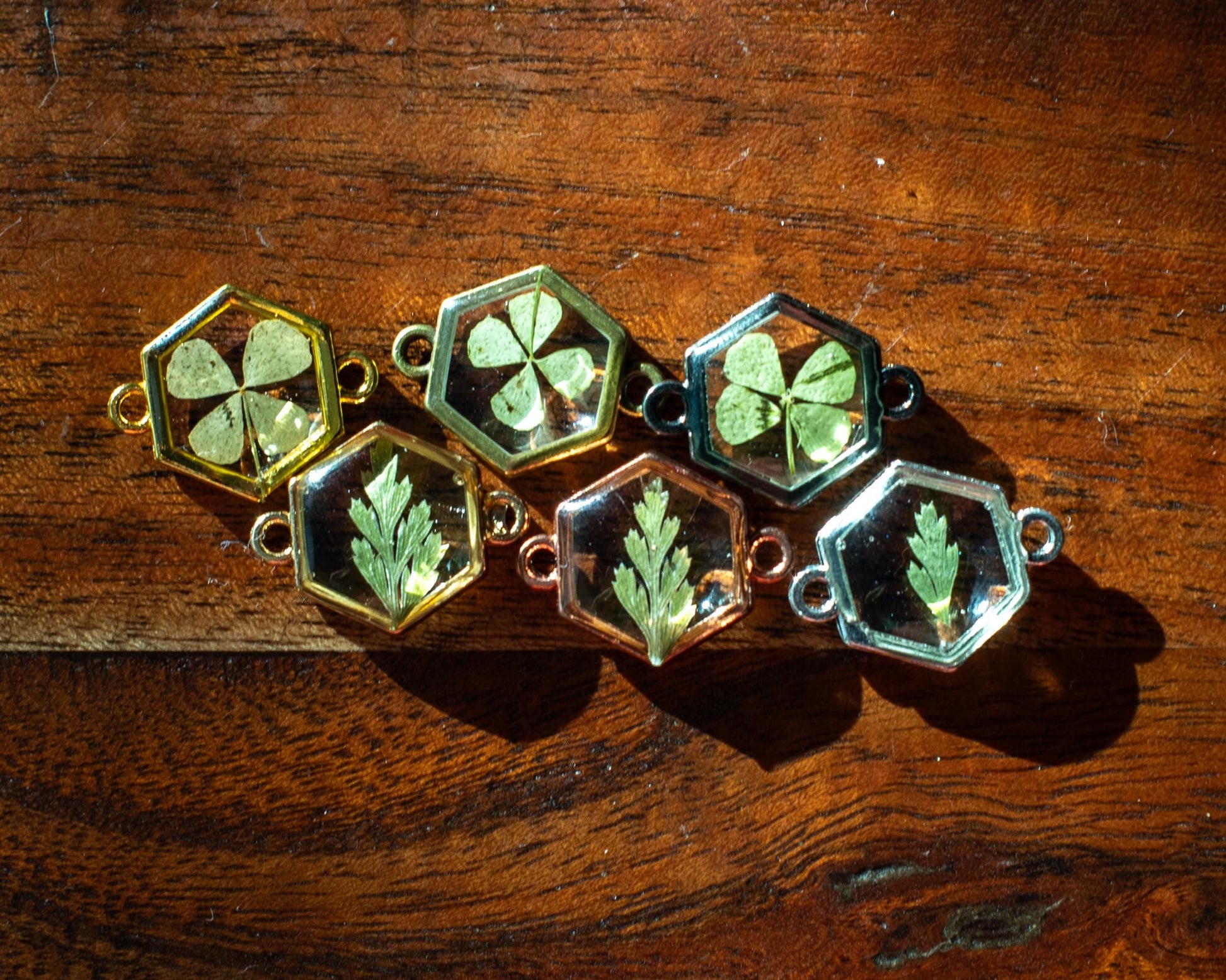 Silver Pendant Bracelet Natural Fern Design Botanical Jewelry Collection Handmade Hexagonal Setting Preserved Plant Element Perfect Gift Idea Special Occasion Accessory Nature Inspired Style Beautiful Birthday Present Organic Collection