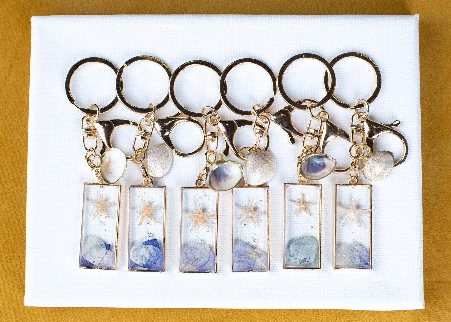 Natural Ocean Pendant Handcrafted Coastal Charm Real Starfish Design Blue Hydrangea Elements Premium Beach Collection Water Witch Essential Golden Shell Accent Beautiful Mermaid Gift Magical Sea Treasure Beach Style Jewelry