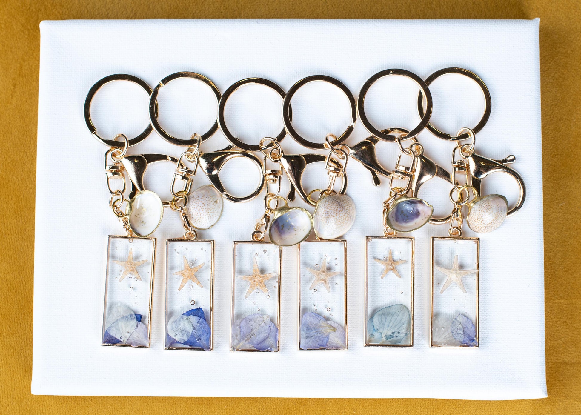 Natural Ocean Pendant Handcrafted Coastal Charm Real Starfish Design Blue Hydrangea Elements Premium Beach Collection Water Witch Essential Golden Shell Accent Beautiful Mermaid Gift Magical Sea Treasure Beach Style Jewelry