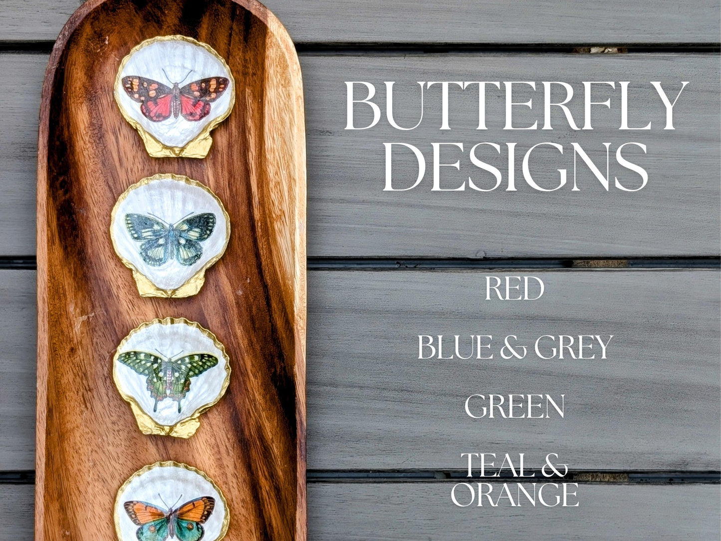 Handmade butterfly seashell dishes for bridesmaids coastal jewelry tray party favor boho bachelorette gift keepsake