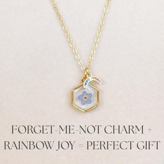 Teacher Appreciation Gift for Educator Thank You Present with Flower Pendant Necklace Gold Chain Forget Me Not Jewelry Classroom Gift Idea