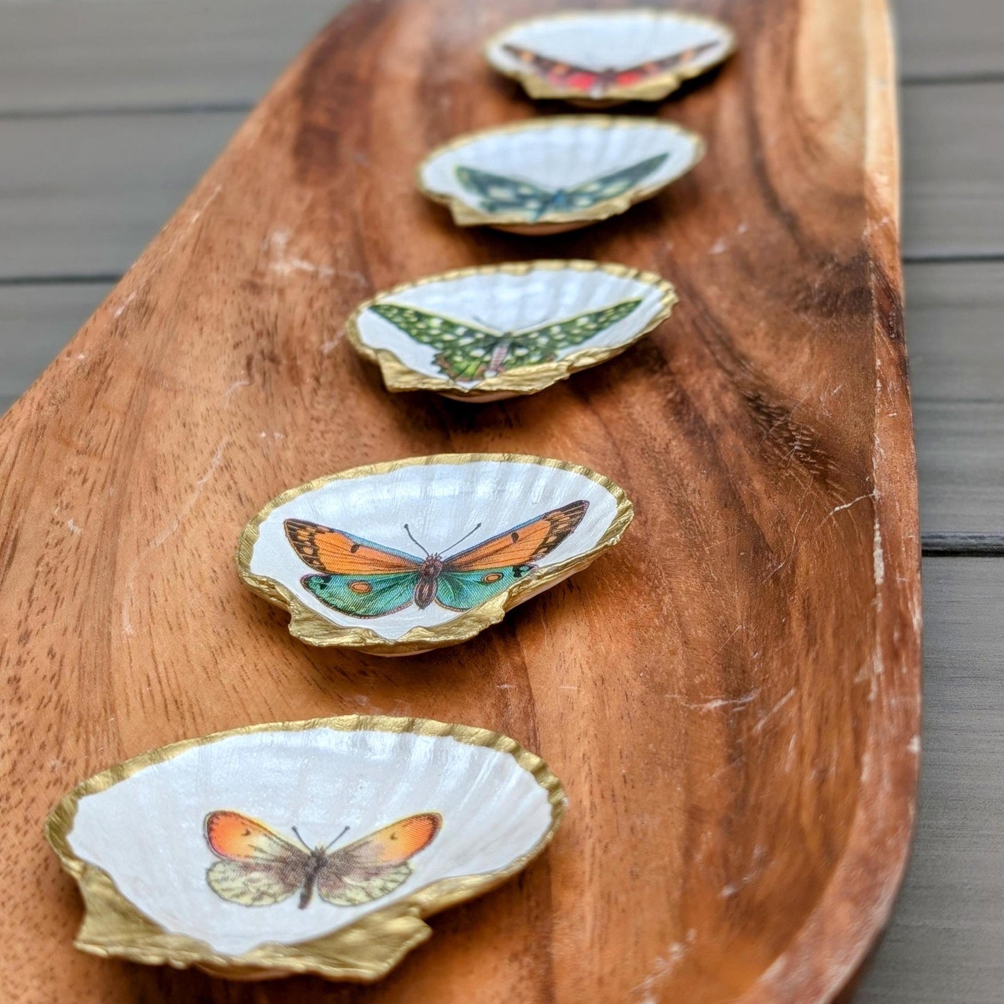 Desk decor gift for coworker butterfly trinket dish handmade coastal tray botanical thank you gift idea