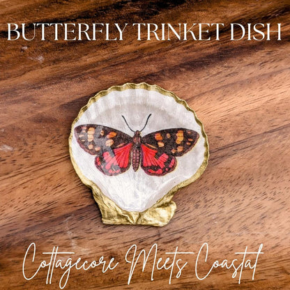 Butterfly seashell trinket dishes set bridesmaid gift coastal bachelorette party favors boho jewelry trays cottagecore keepsakes