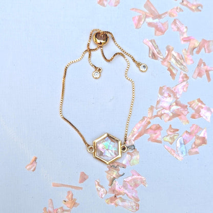 Stackable shell charm bracelet in rose gold silver and gold