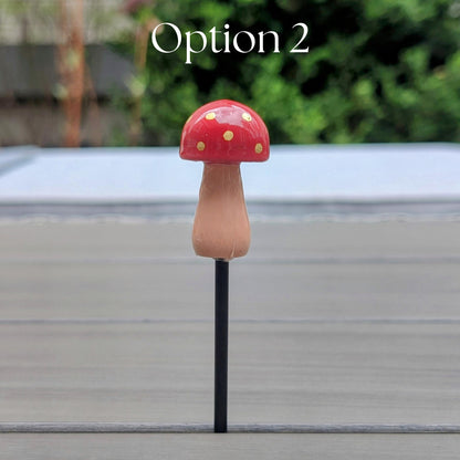 Houseplant Gift Ornament Fairy Mushroom Stake Decor for Birthday Home Present Cottage Style Wooden Accent Garden Ornament Red Cap Farmhouse