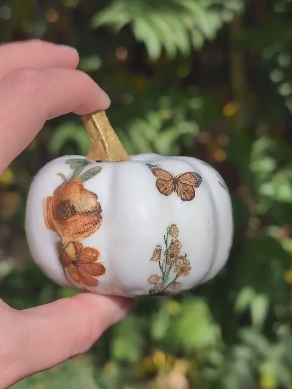 Handmade Mini Pumpkin Fall Decor Thanksgiving Table Autumn Centerpiece Hostess Gift Gold Accent Halloween Ornament Seasonal Artisan Craft
