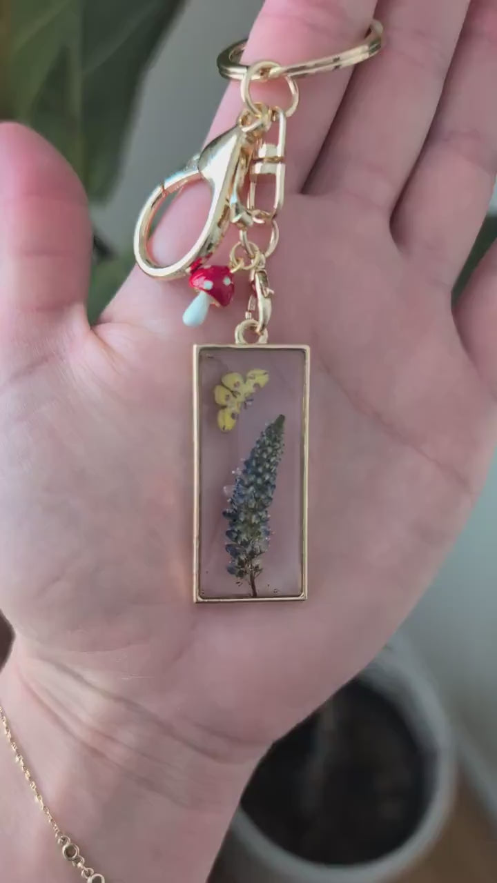 Butterfly Bag Charm Handmade Pressed Flower Accessory Decorative Purse Accent Unique Gift for Nature Lovers