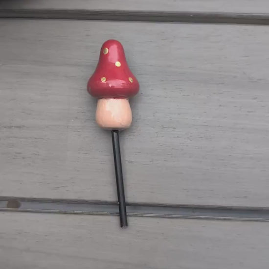 Plant Lover Gift Fairy Garden Mushroom Stake Wooden Cottagecore Decor for Potted Plants & Houseplants Fairycore Garden Accessory