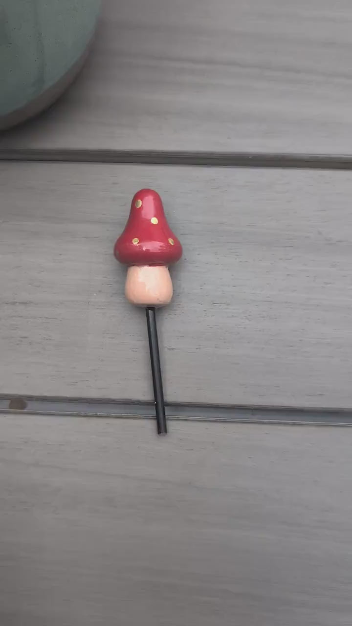 Plant Lover Gift Fairy Garden Mushroom Stake Wooden Cottagecore Decor for Potted Plants & Houseplants Fairycore Garden Accessory