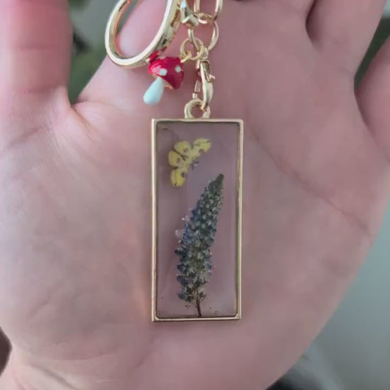 Fairy Garden Pendant Flower Charm Nature Gift for Purse Charm Pendant Butterfly Decor Resin Jewelry Gold Pendant Mushroom Art Cottage Style